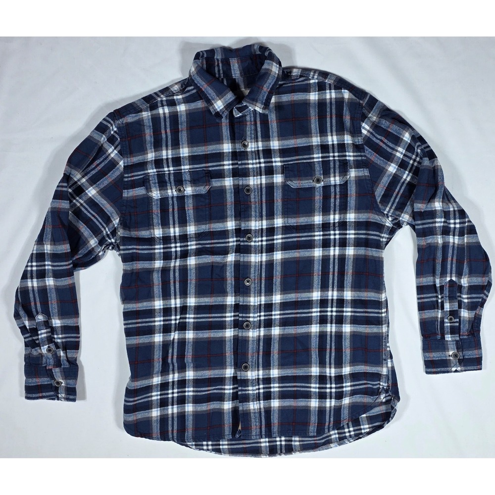 Jachs Men's Blue Plaid Flannel Shirt Long Sleeve Cotton Button Down Large
